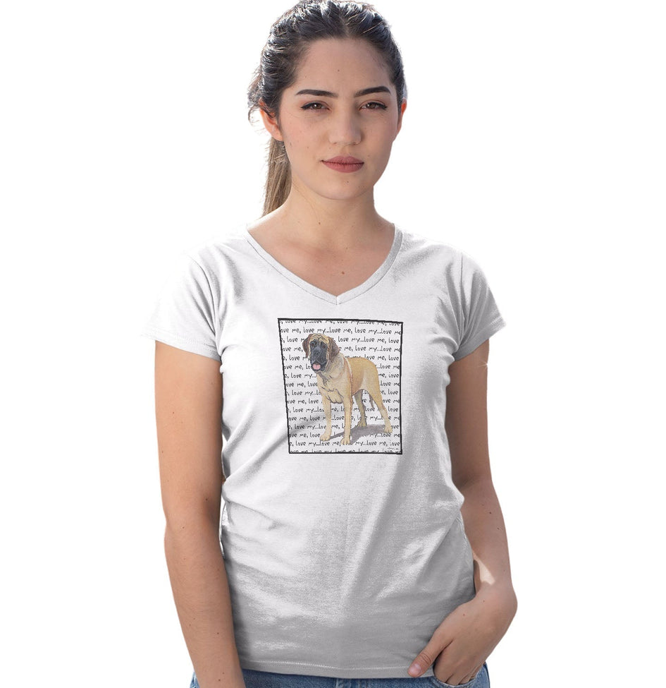 Mastiff Love Text - Women's V-Neck T-Shirt