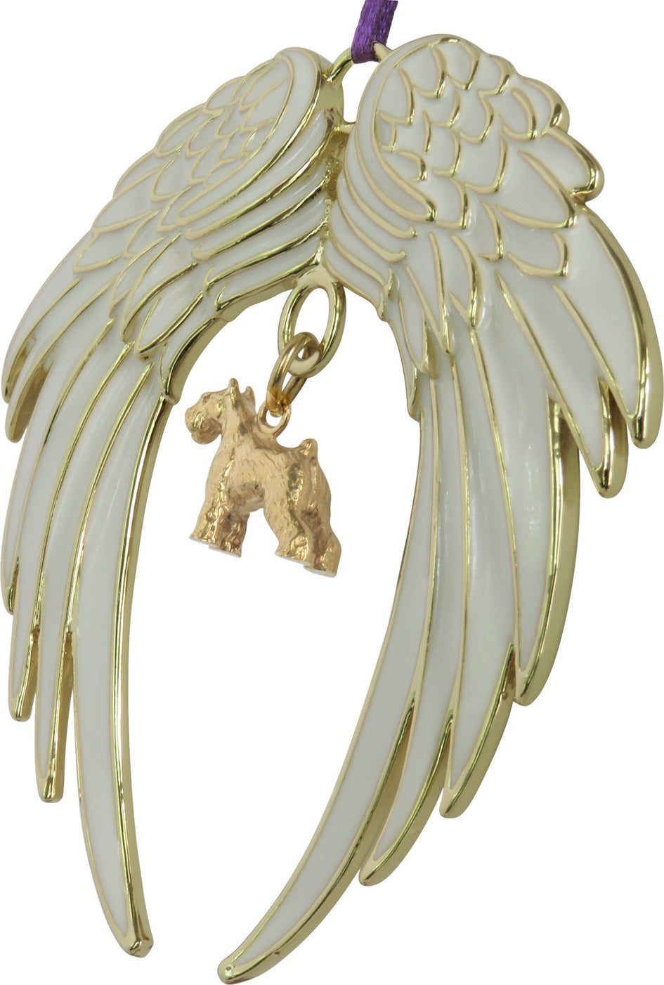 Miniature Schnauzer Gold Plated Holiday Angel Wing Ornament