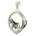 Schnauzer in Sterling Silver Rhombus Frame Pendant Custom Enamel