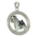 Schnauzer in Sterling Silver Braided Oval Pendant Custom Enamel