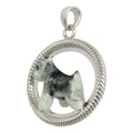 Schnauzer in Sterling Silver Braided Oval Pendant Custom Enamel