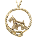 Solid 14K Gold Miniature Schnauzer Leash Pendant