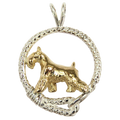 Solid 14K Gold Miniature Schnauzer in Sterling Silver Leash Pendant