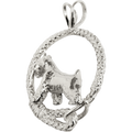 Miniature Schnauzer in Solid Sterling Silver Leash Pendant
