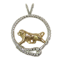 Solid 14K Gold Newfoundland in Sterling Silver Leash Pendant