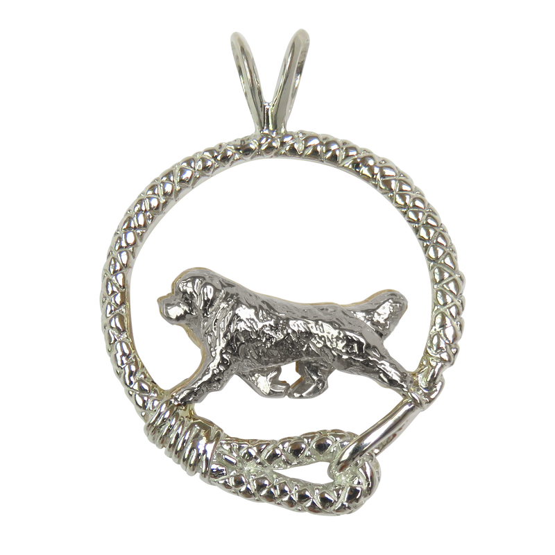 Newfoundland in Solid Sterling Silver Leash Pendant