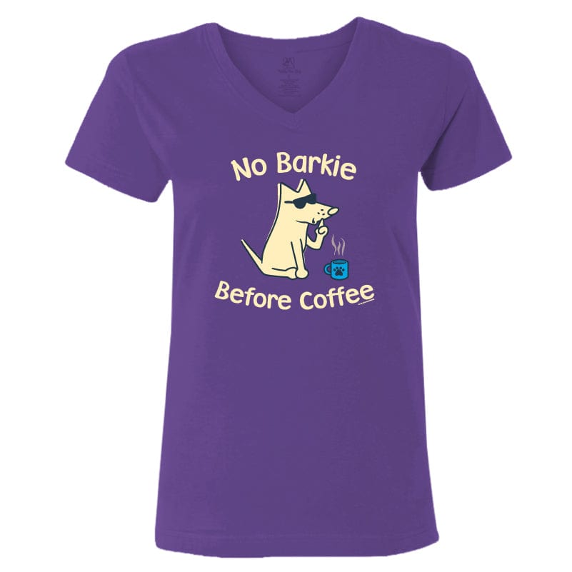 No Barkie Before Coffee - Ladies T-Shirt V-Neck