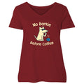 No Barkie Before Coffee - Ladies Curvy V-Neck Tee