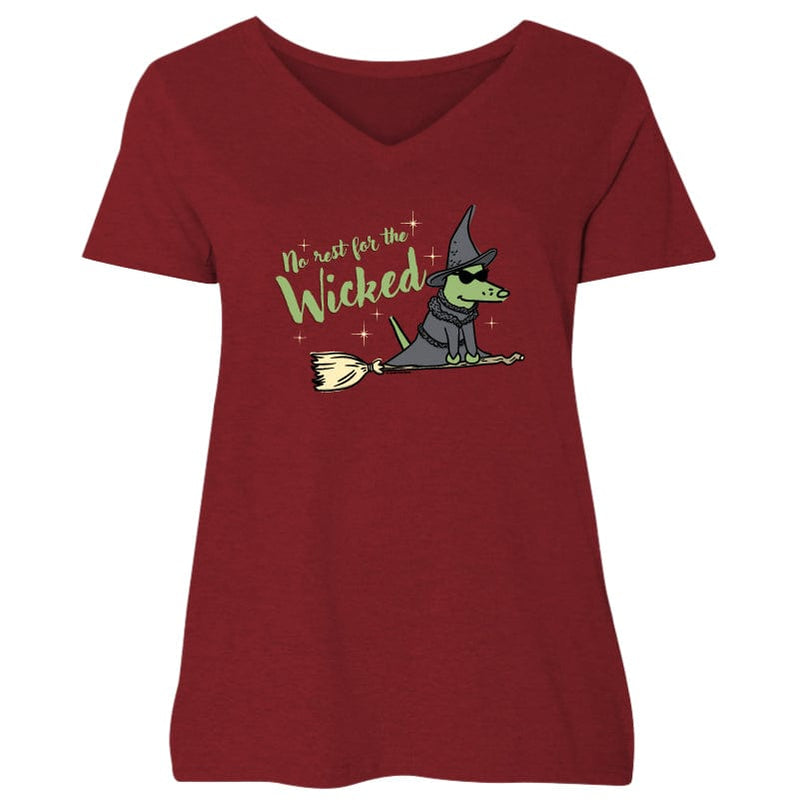 No Rest For The Wicked - Ladies Plus V-Neck Tee