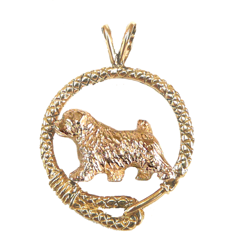 Solid 14K Gold Norfolk Terrier Leash Pendant