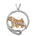 Solid 14K Gold Norfolk Terrier in Sterling Silver Leash Pendant