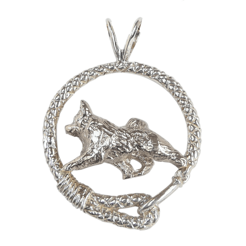 Norwegian Elkhound in Solid Sterling Silver Leash Pendant