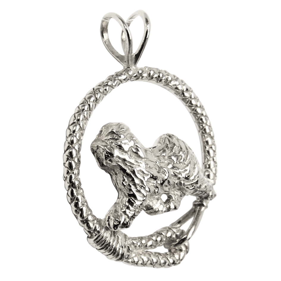 Old English Sheepdog in Solid Sterling Silver Leash Pendant