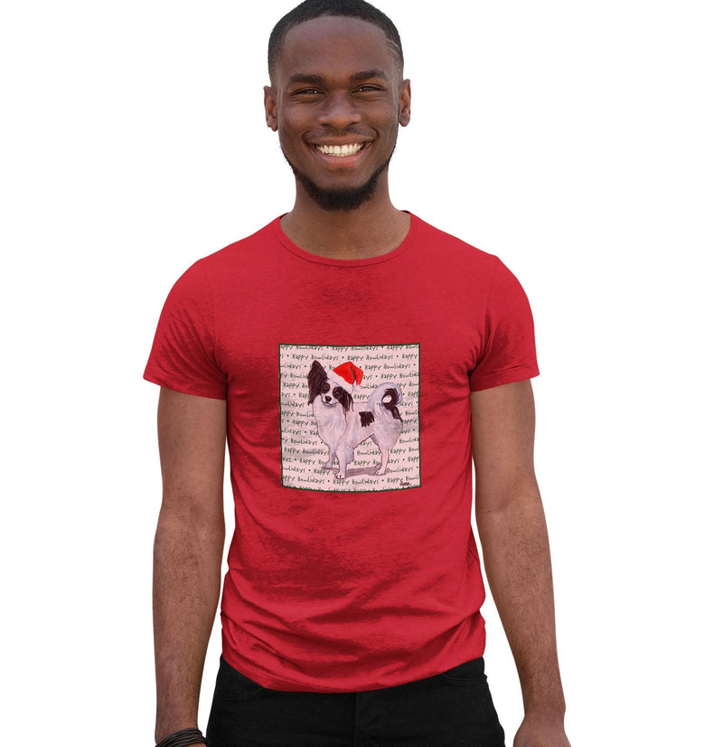 Papillon Happy Howlidays Text - Adult Unisex T-Shirt