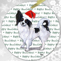Papillon, Tri Color "Happy Howlidays" Ornament