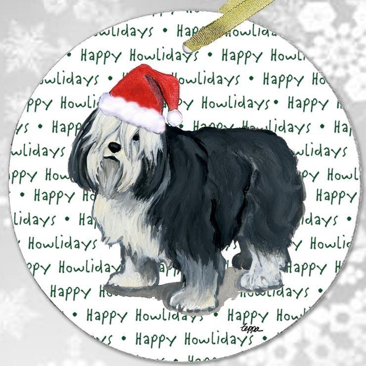 Polish Lowland Sheepdog "Happy Howlidays" Ornament