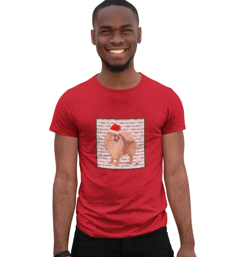 Pomeranian Happy Howlidays Text - Adult Unisex T-Shirt