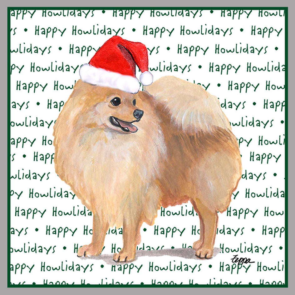 Pomeranian Happy Howlidays Text - Adult Unisex Crewneck Sweatshirt
