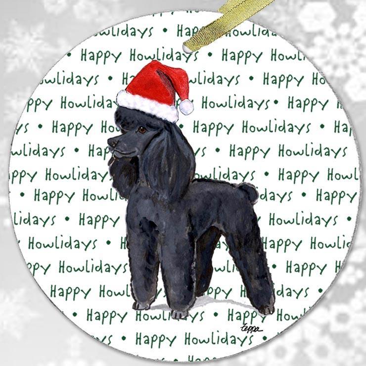 Poodle Black "Happy Howlidays" Ornament