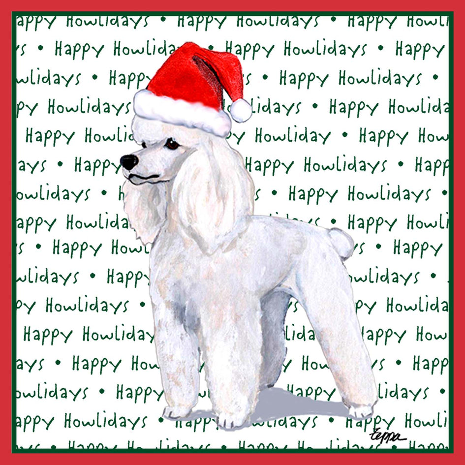 Poodle (White) Happy Howlidays Text - Adult Unisex Long Sleeve T-Shirt