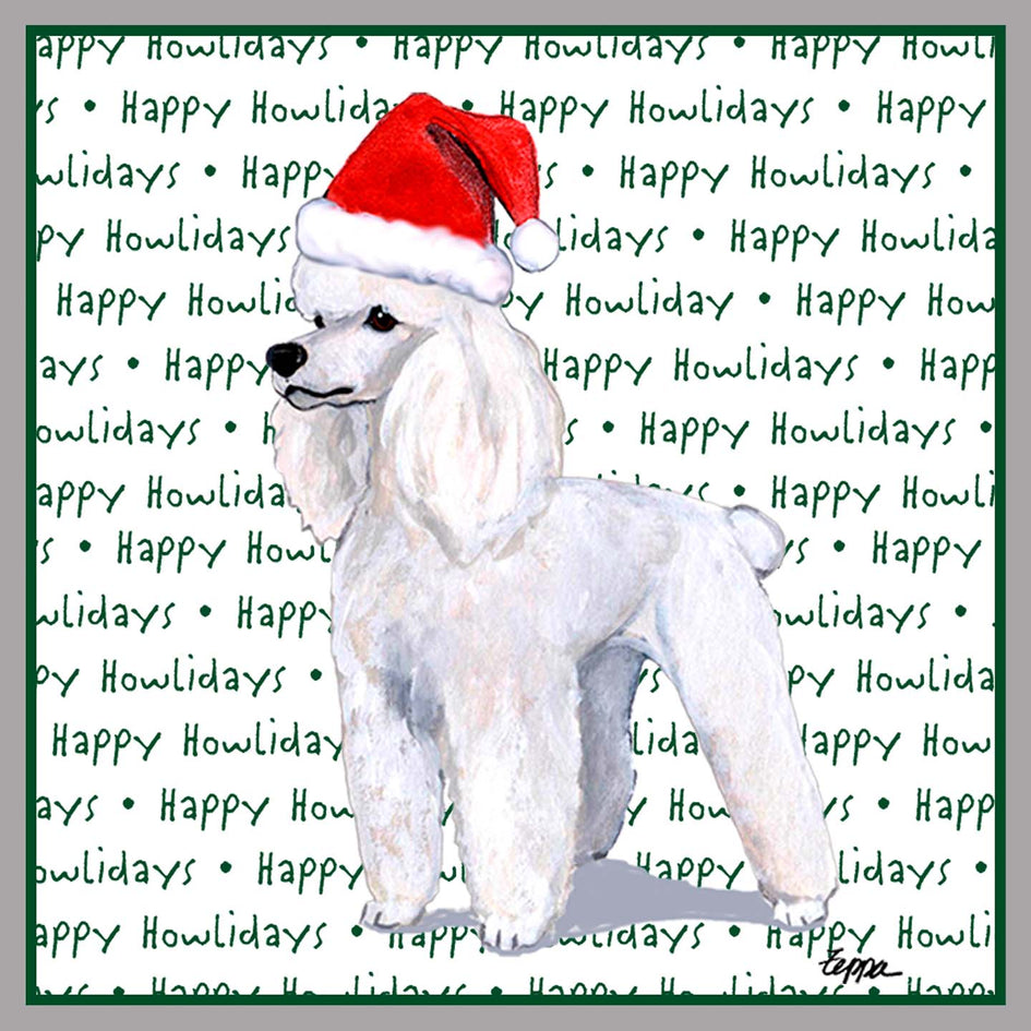 Poodle (White) Happy Howlidays Text - Adult Unisex Crewneck Sweatshirt