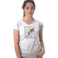 Red & White Papillon Love Text - Women's V-Neck T-Shirt