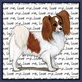 Red & White Papillon Love Text - Adult Unisex Crewneck Sweatshirt