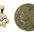 Solid 14K Gold Dog Paw Pave Pendant with Hand-Set Diamonds