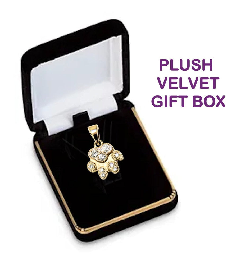 Solid 14K Gold Dog Paw Pave Pendant with Hand-Set Diamonds