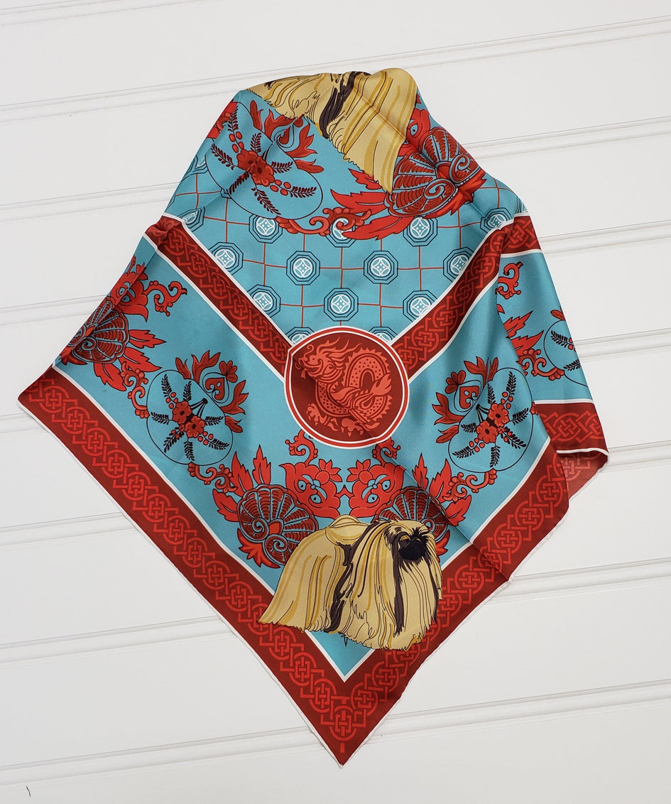 Pekingese Square Silk Scarf