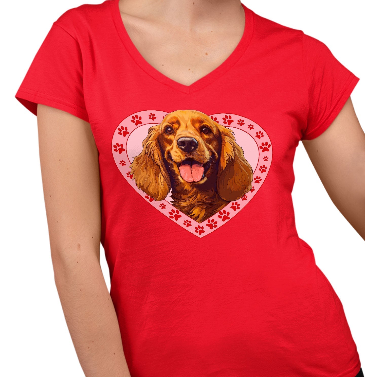 English Cocker Spaniel Orange Roan Illustration In Heart