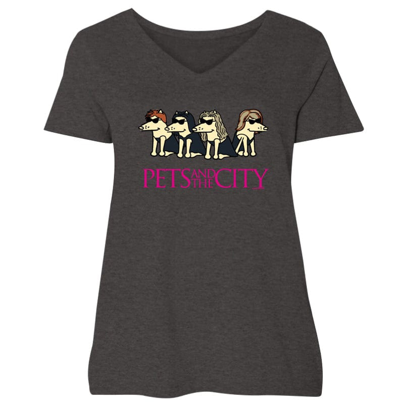 Pets and the City - Ladies Curvy V-Neck Tee