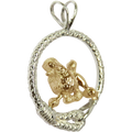Solid 14K Gold Poodle in Sterling Silver Leash Pendant