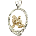 Solid 14K Gold Poodle in Sterling Silver Leash Pendant