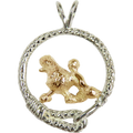 Solid 14K Gold Poodle in Sterling Silver Leash Pendant
