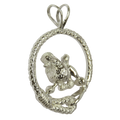 Poodle in Solid Sterling Silver Leash Pendant
