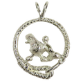 Poodle in Solid Sterling Silver Leash Pendant