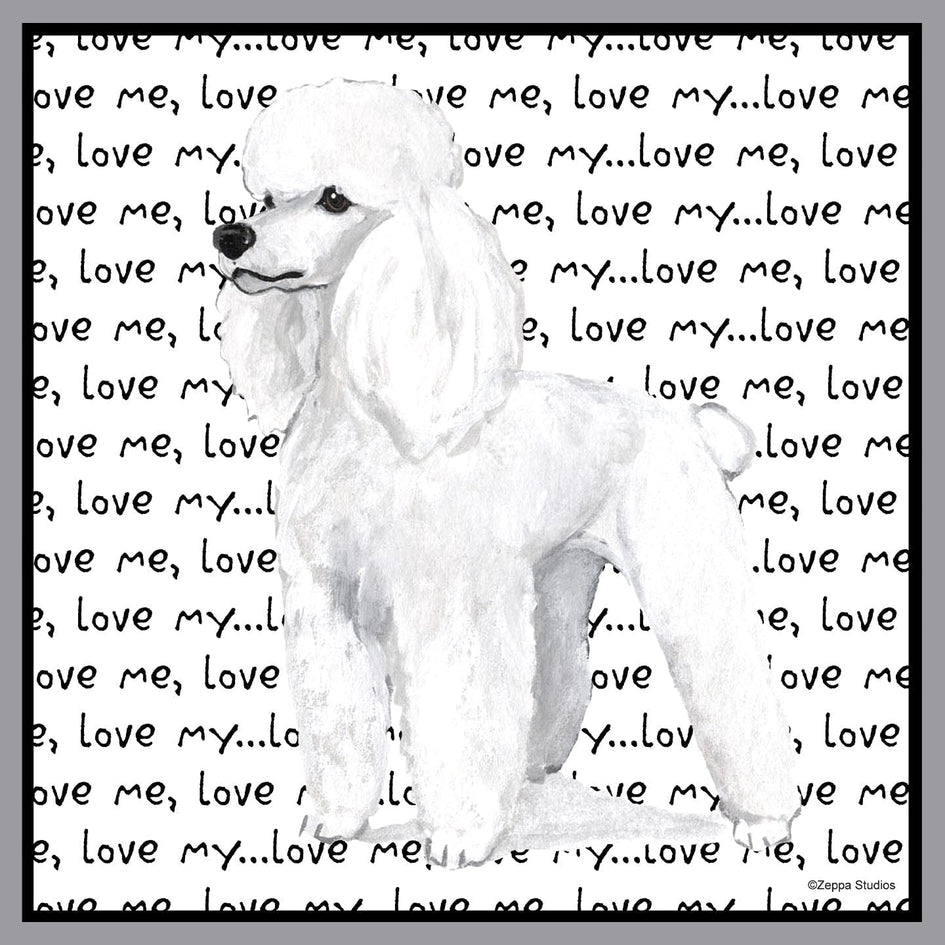 White Poodle Love Text - Adult Unisex Crewneck Sweatshirt