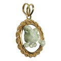 Poodle in 14K Gold Rope Circle Pendant Custom Enamel