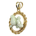 Poodle in 14K Gold Rope Circle Pendant Custom Enamel