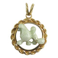 Poodle in 14K Gold Rope Circle Pendant Custom Enamel