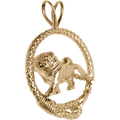 Solid 14K Gold Pug Leash Pendant
