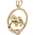 Solid 14K Gold Pug Leash Pendant