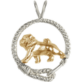 Solid 14K Gold Pug in Sterling Silver Leash Pendant