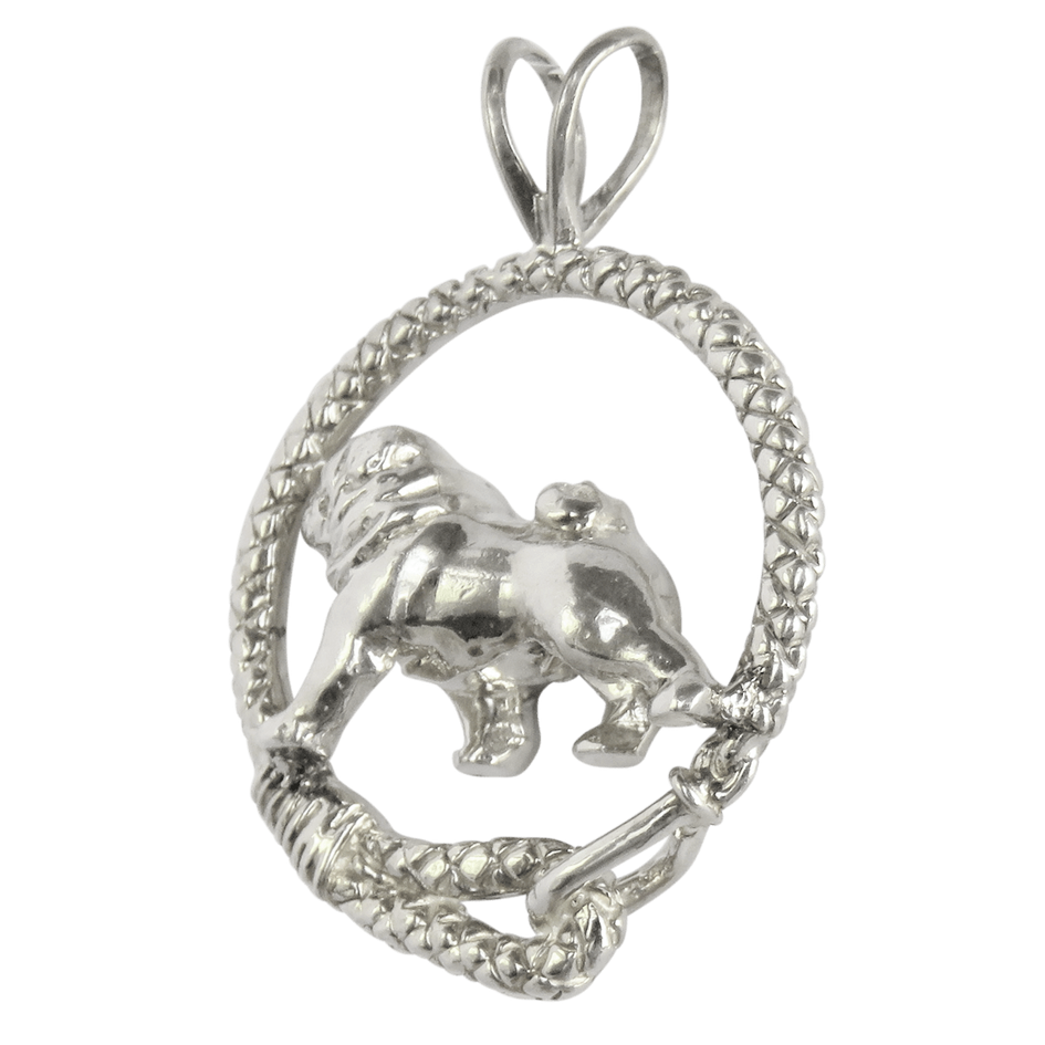 Pug in Solid Sterling Silver Leash Pendant