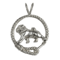 Pug in Solid Sterling Silver Leash Pendant