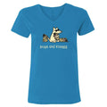 Pugs And Kisses - Ladies T-Shirt V-Neck