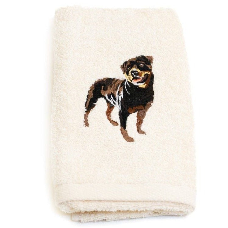 Embroidered Rottweiler Hand Towel