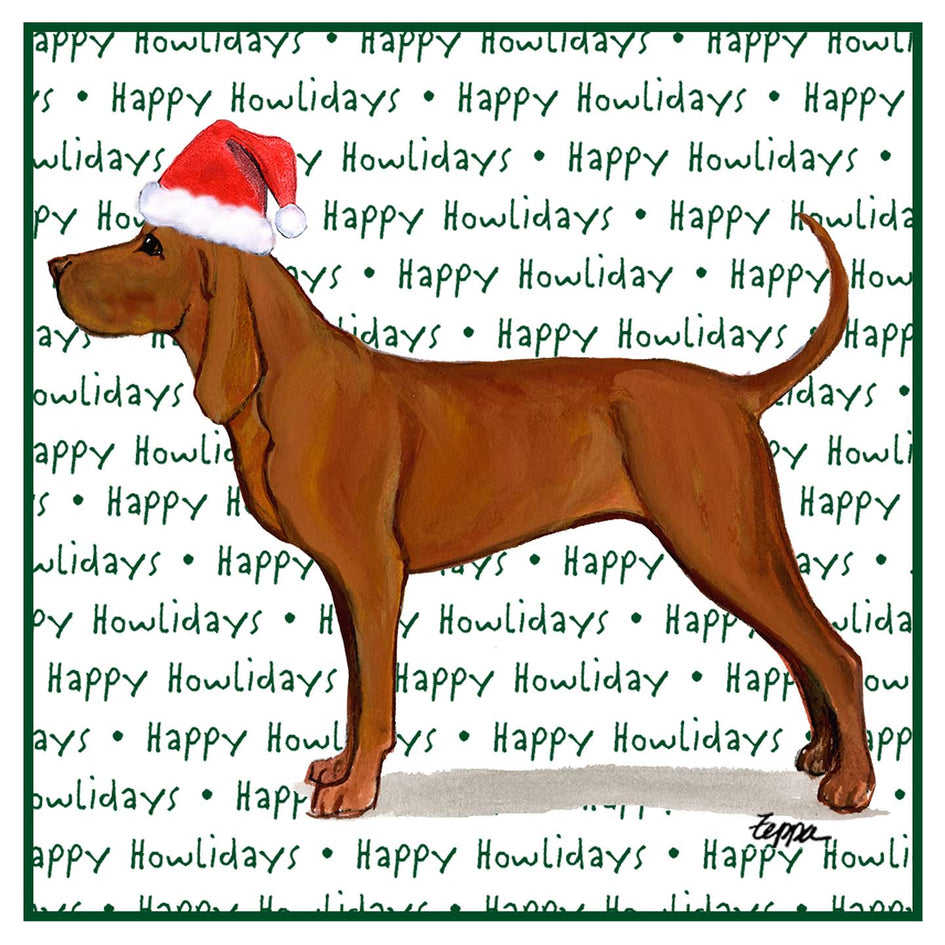 Redbone Coonhound Happy Howlidays Text - Women's V-Neck T-Shirt