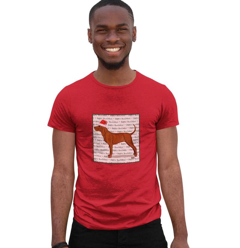 Redbone Coonhound Happy Howlidays Text - Adult Unisex T-Shirt